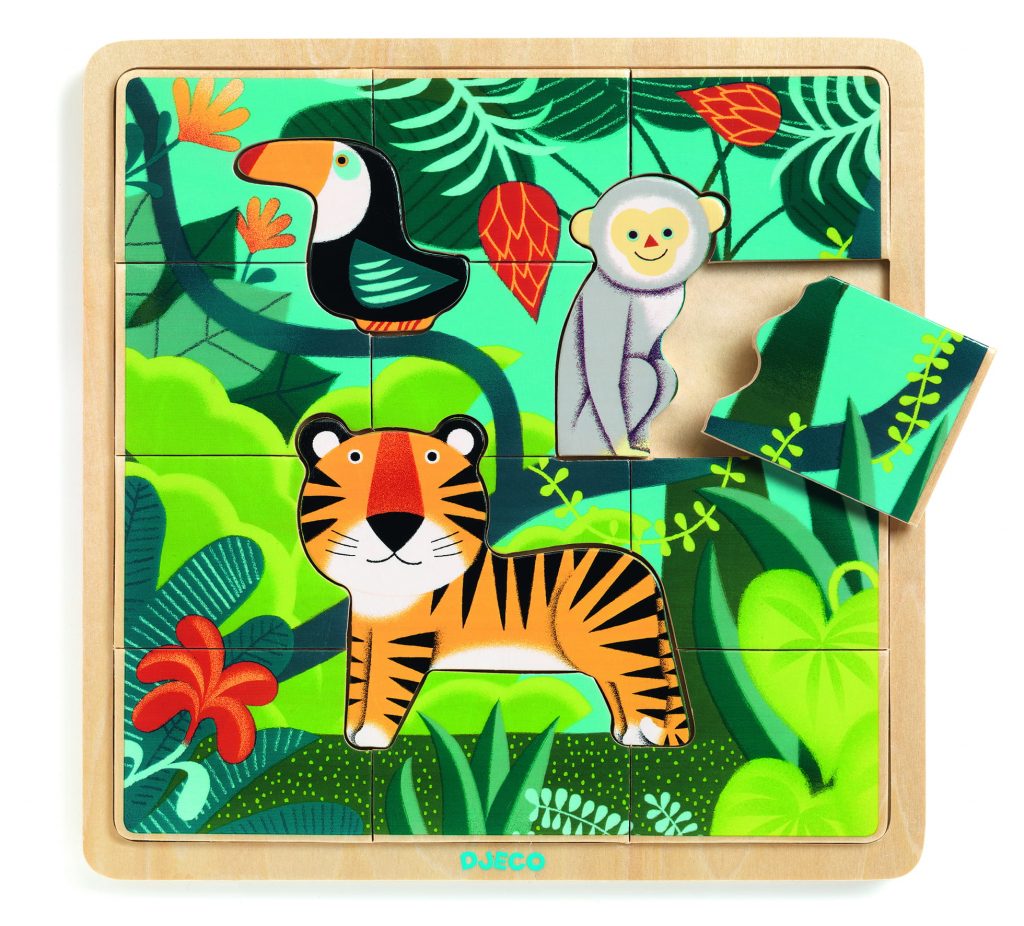 Casse-tête bois / Puzzlo Jungle / 15 pces