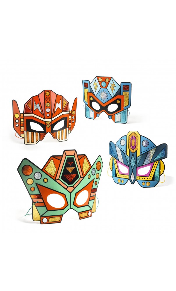 DIY / Mosaîques et stickers / Robots (4 masques)